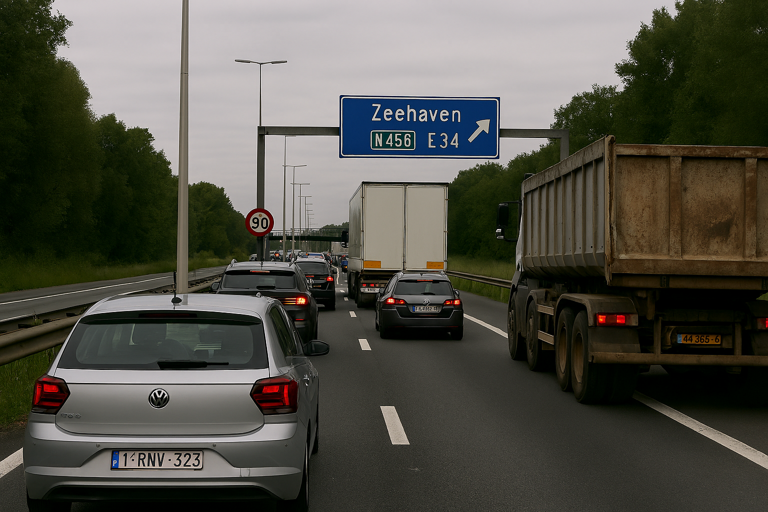 De verkeerssituatie op de Ring rond Gent richting Zelzate meer dan 40 min aanschuiven !